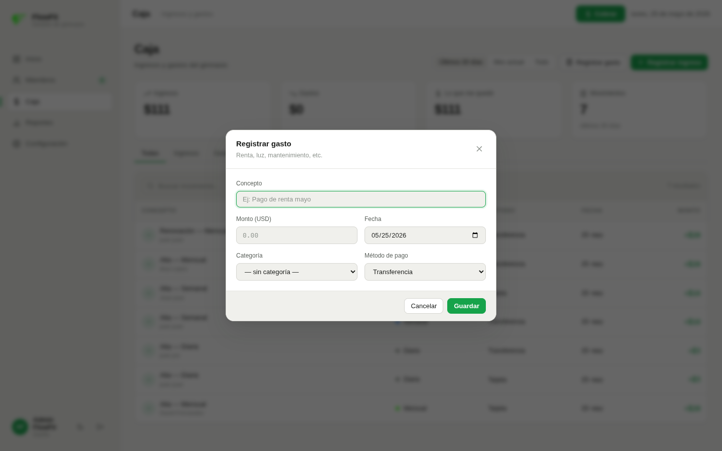 Ventana para registrar un gasto
